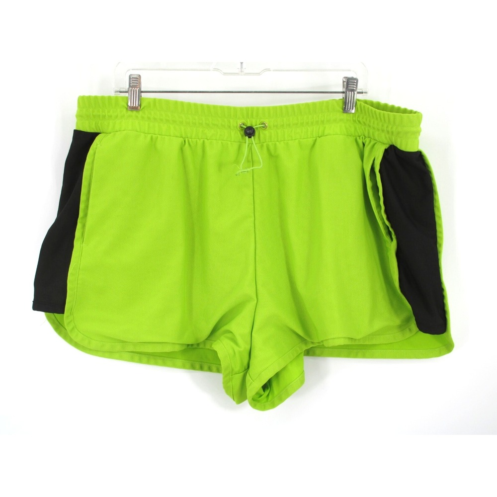 SPORTS ILLUSTRATED Running Shorts Women XXL Lime Green Black Drawstring Stretch